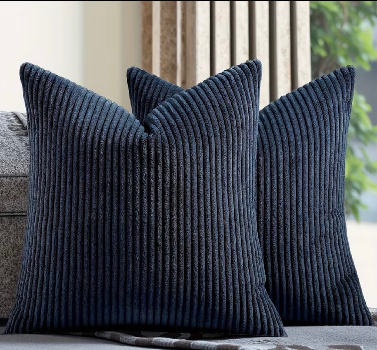 2 Kissenbezüge aus Cordstoff, 45x45cm, dunkelblau