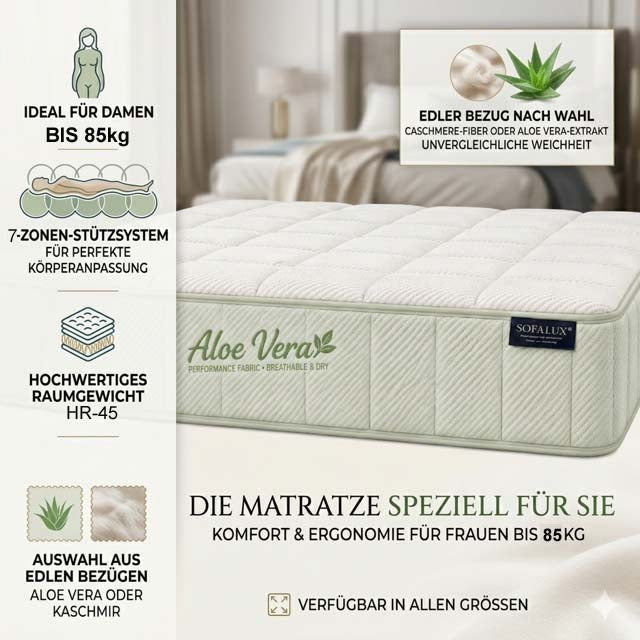 LADYLINE Premium-Matratze für Frauen, HR-45 Kaltschaum, 19cm hoch