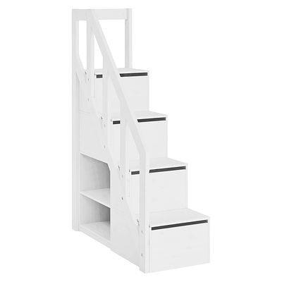 Seitliche Treppe für Hochbett TOWER, weiss, inkl. Stauraum & Regal