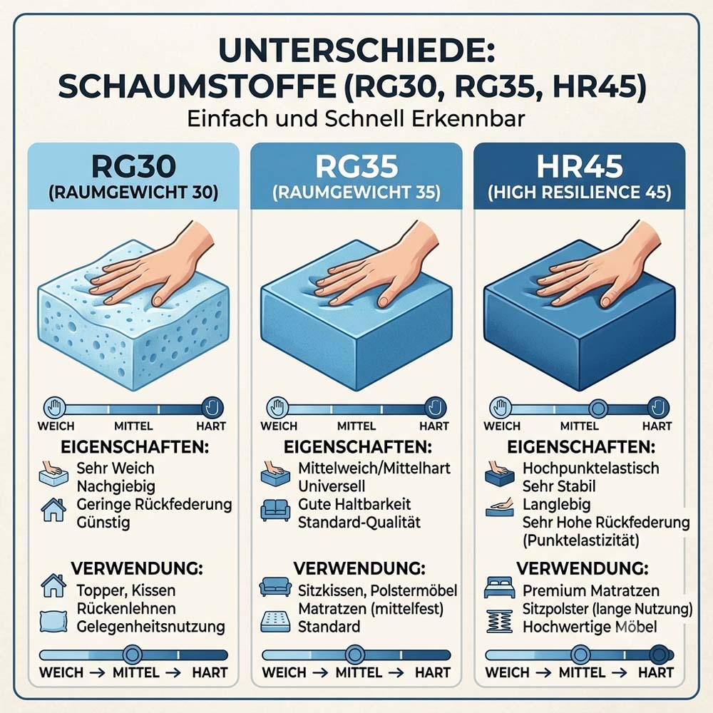 Sofalux Schaumstoff für Matratzen alle Qualitäten