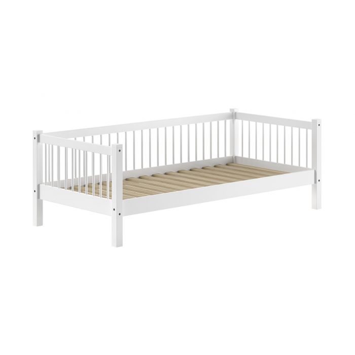 Sofabett, 100% Buche massiv, Weiß, 90x200cm, inkl. Lattenrost