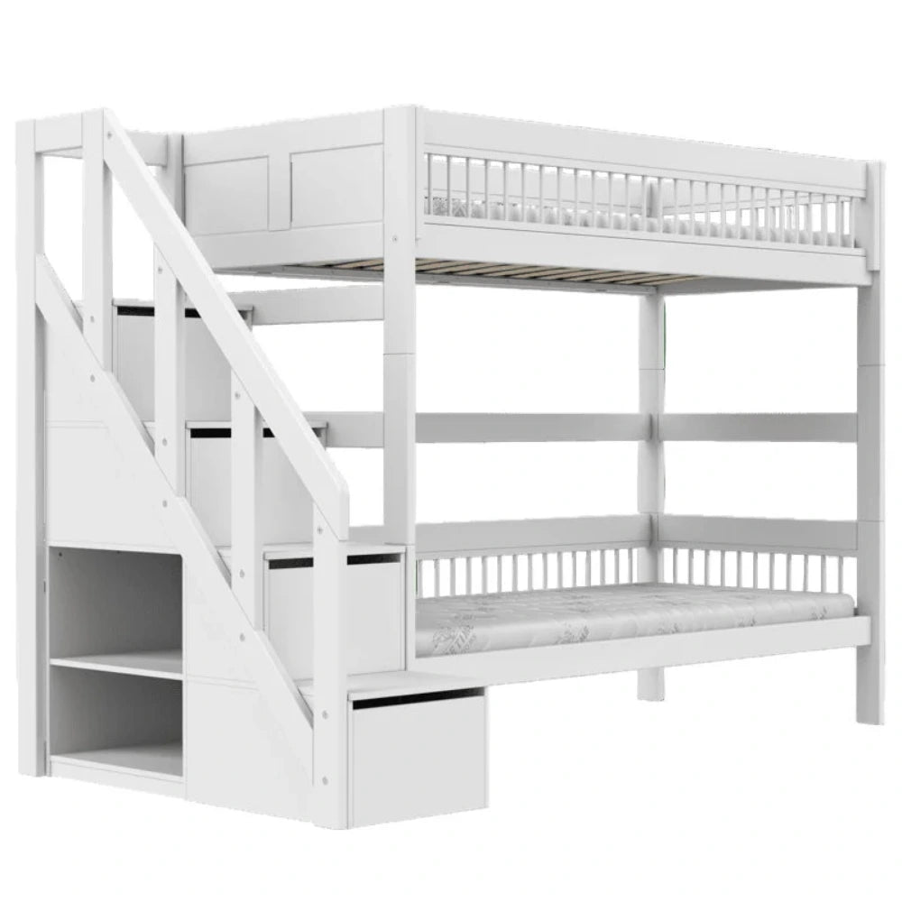 Original Lifetime Etagenbett BREEZE, seitliche Treppe mit Stauraum & Regal, weiss