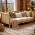Sofabett, Massivholz + Rattan, 90x200cm, inkl. Lattenrost