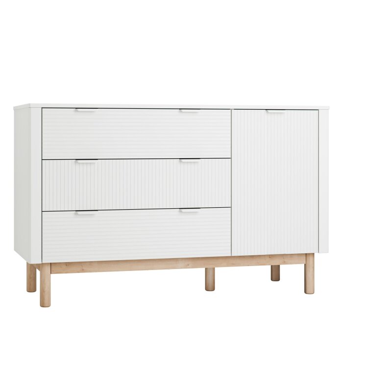 Kommode/Wickelkommode SYDNEY XL – 3 Schubladen + 1 Tür mit Regalen